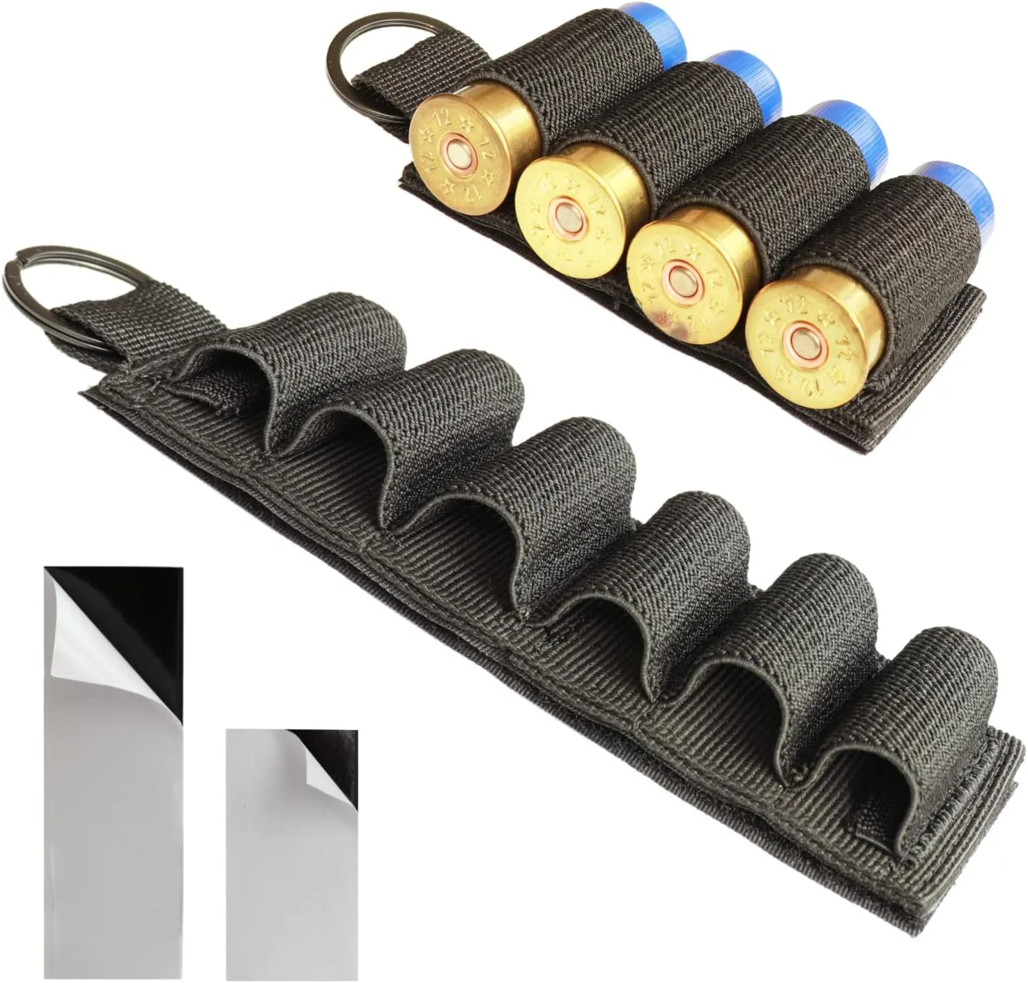 12 Gauge Shell Holder, Velcro Shotgun Shell Holder with Adhesive Backing Sticker, Mollle Shotgun Cartridge Card for Buttstock and Side Saddle, Ammo Carrier 12ga