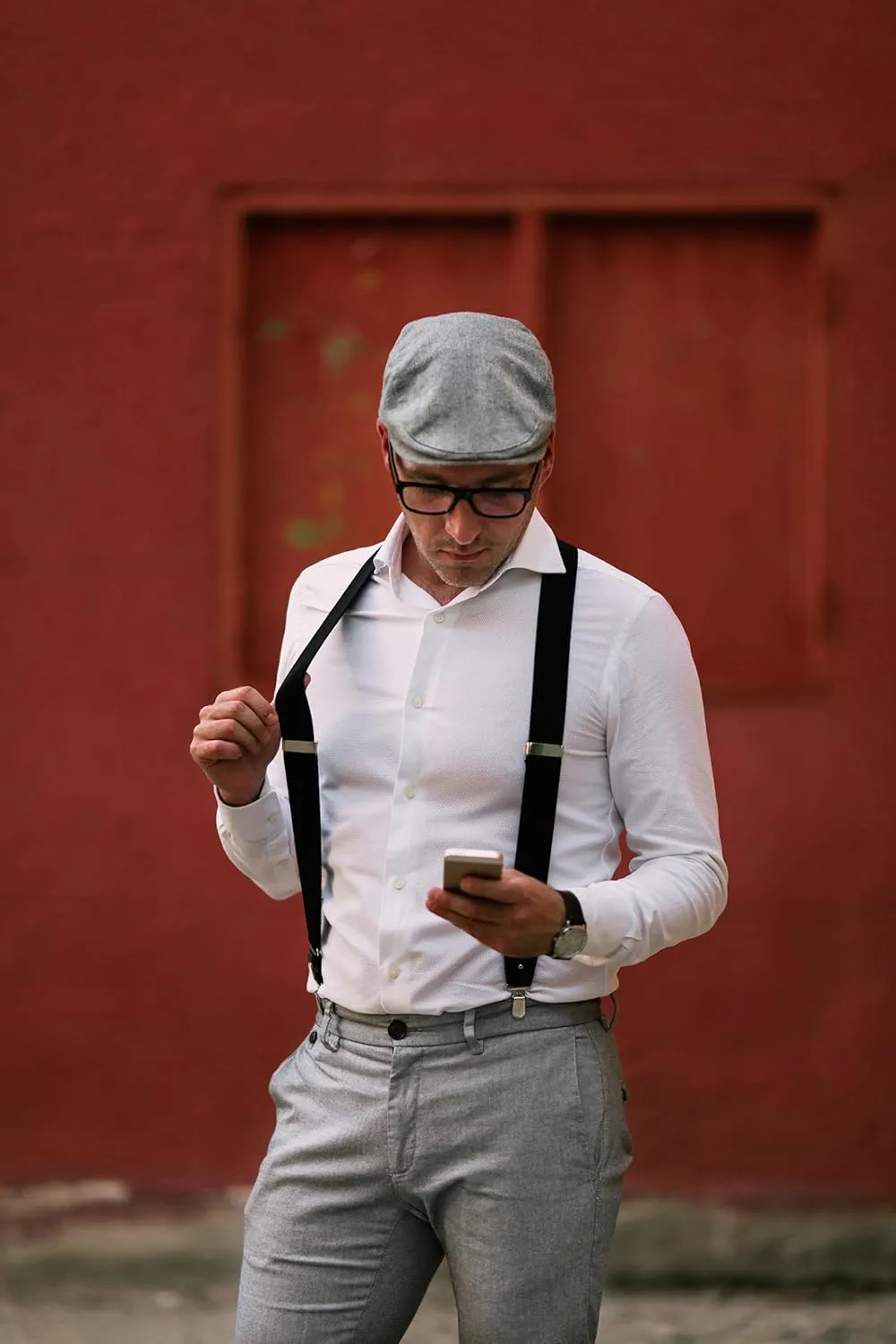1.4" Y Back Mens Brace Suspenders with adjustable elastic webbing, Suspenders for adult, 4 Strong Metal clips