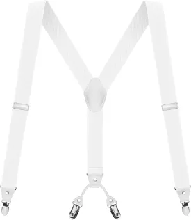 1.4" Y Back Mens Brace Suspenders with adjustable elastic webbing, Suspenders for adult, 4 Strong Metal clips