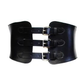 15.2cm Black Triple Buckle Elasticated Waist Belt