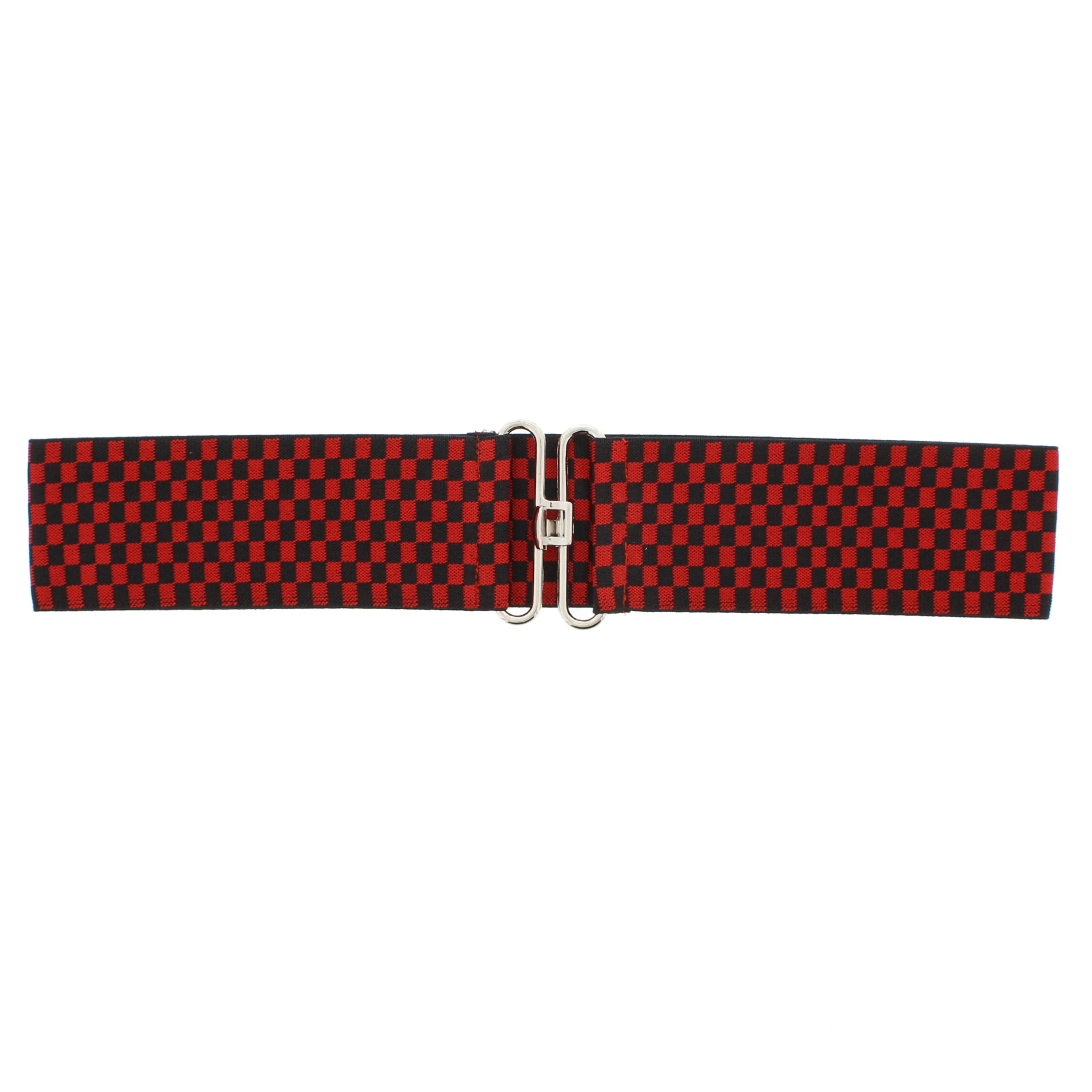 5.8cm Checkered Elasticated Waist Belt with Clasp Fastening