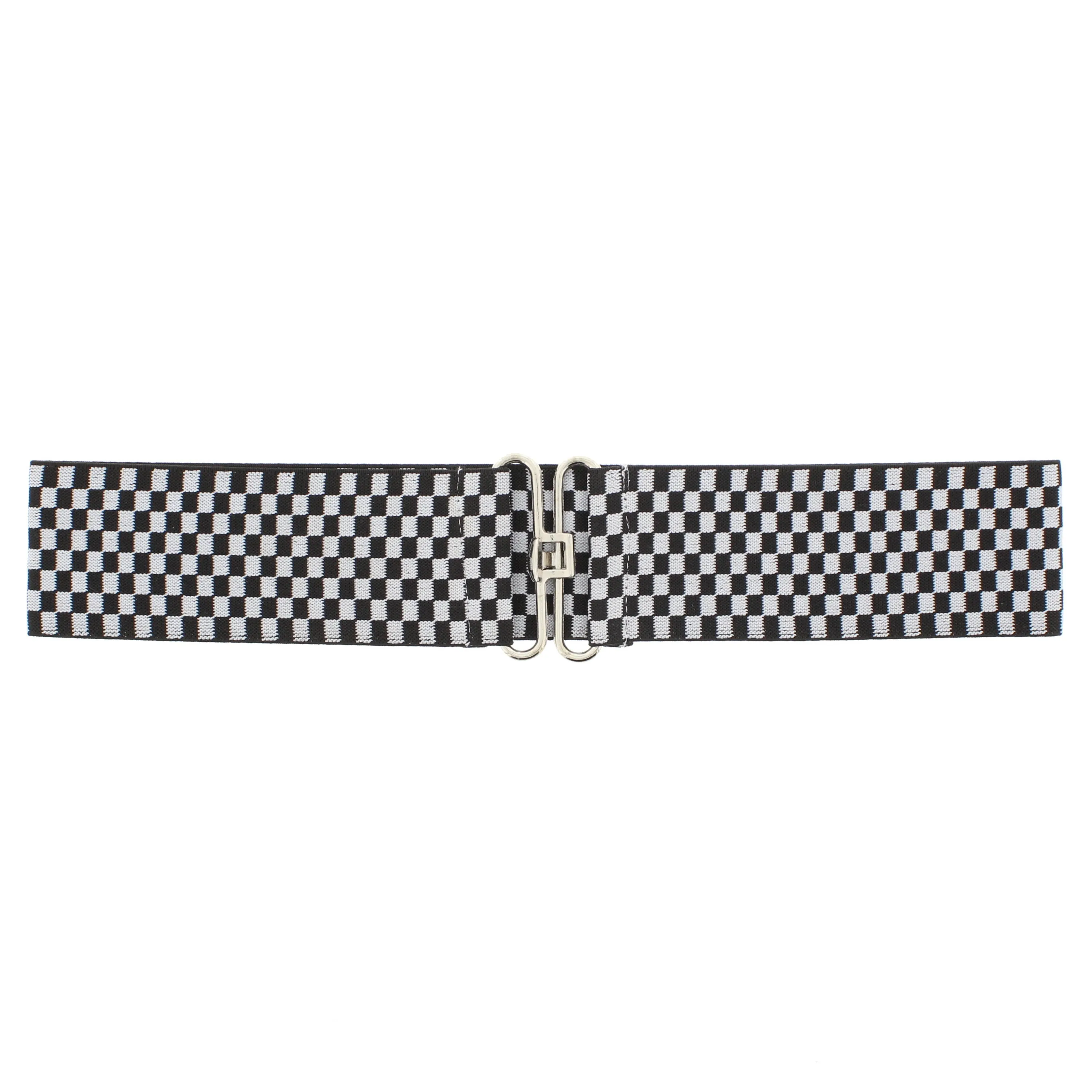 5.8cm Checkered Elasticated Waist Belt with Clasp Fastening