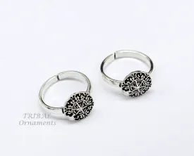 925 sterling silver elegant floral design handmade toe ring, toe band stylish modern women's brides jewelry, india traditional jewelry ytr45
