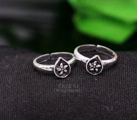 925 sterling silver handmade unique classical floral design vintage tribal ethnic toe ring best brides gifting jewelry ytr71