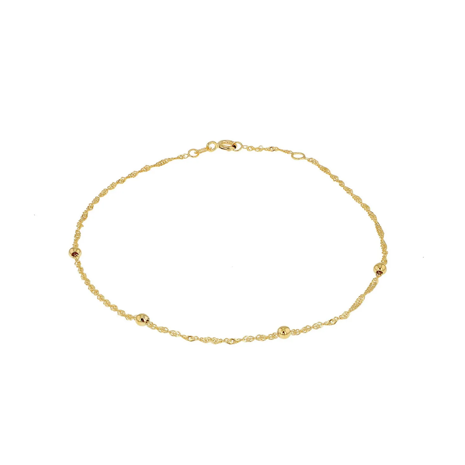 9K Yellow Gold Curb Chain Anklet - 1.23.1384