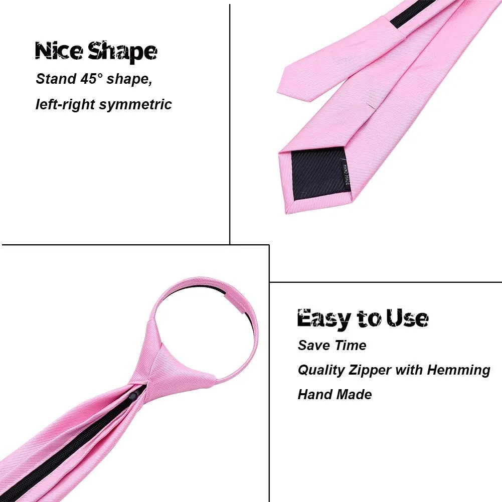 AUSKY Pre-tied Adjustable Zipper Skinny necktie,2.35inch Clip on Slim Ties for men or boys (1 Pack & 4 Packs for option)