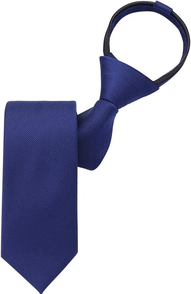 AUSKY Pre-tied Adjustable Zipper Skinny necktie,2.35inch Clip on Slim Ties for men or boys (1 Pack & 4 Packs for option)