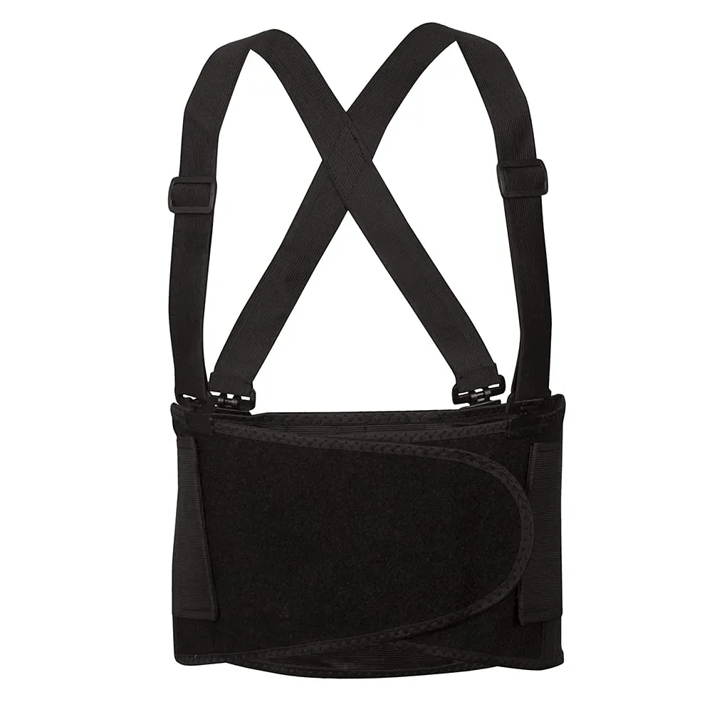Back Support Belt with Attached Suspenders, Quick Adjust Elastic Outer Panels