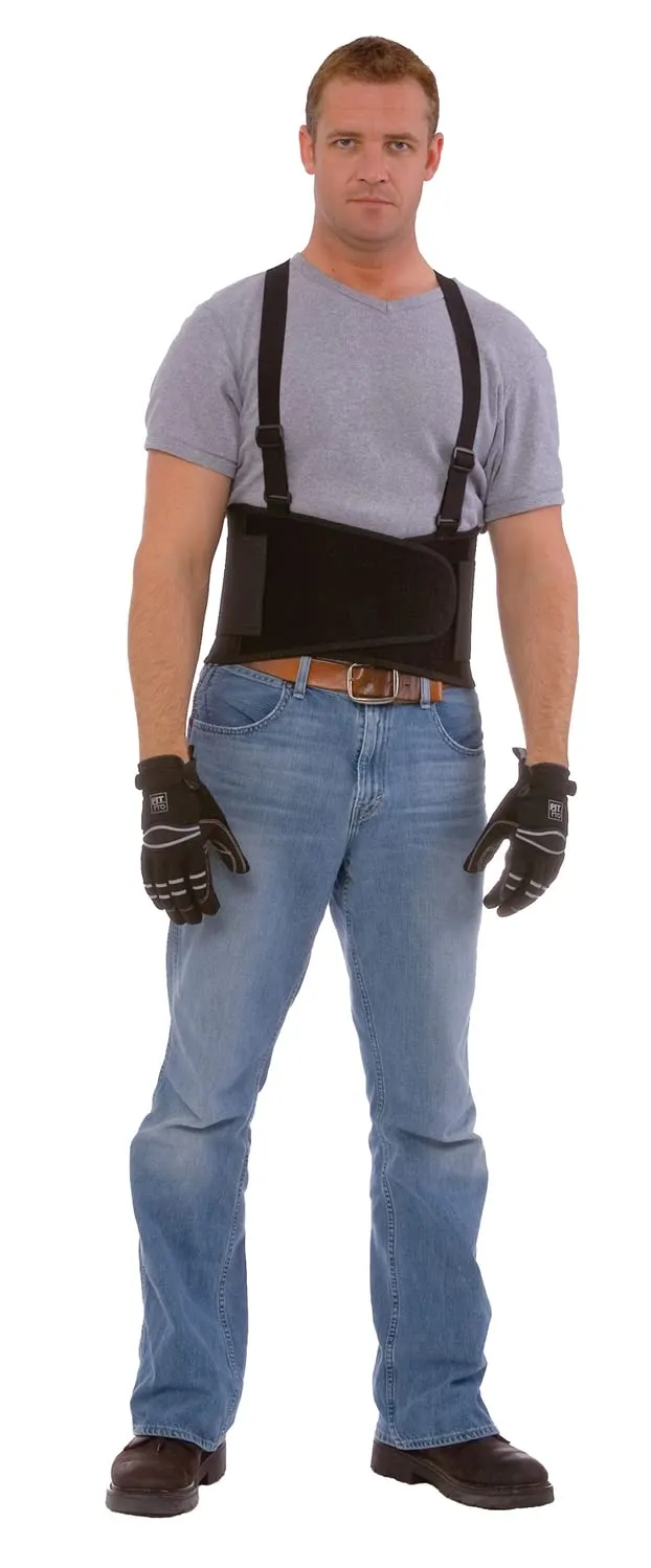 Back Support Belt with Attached Suspenders, Quick Adjust Elastic Outer Panels