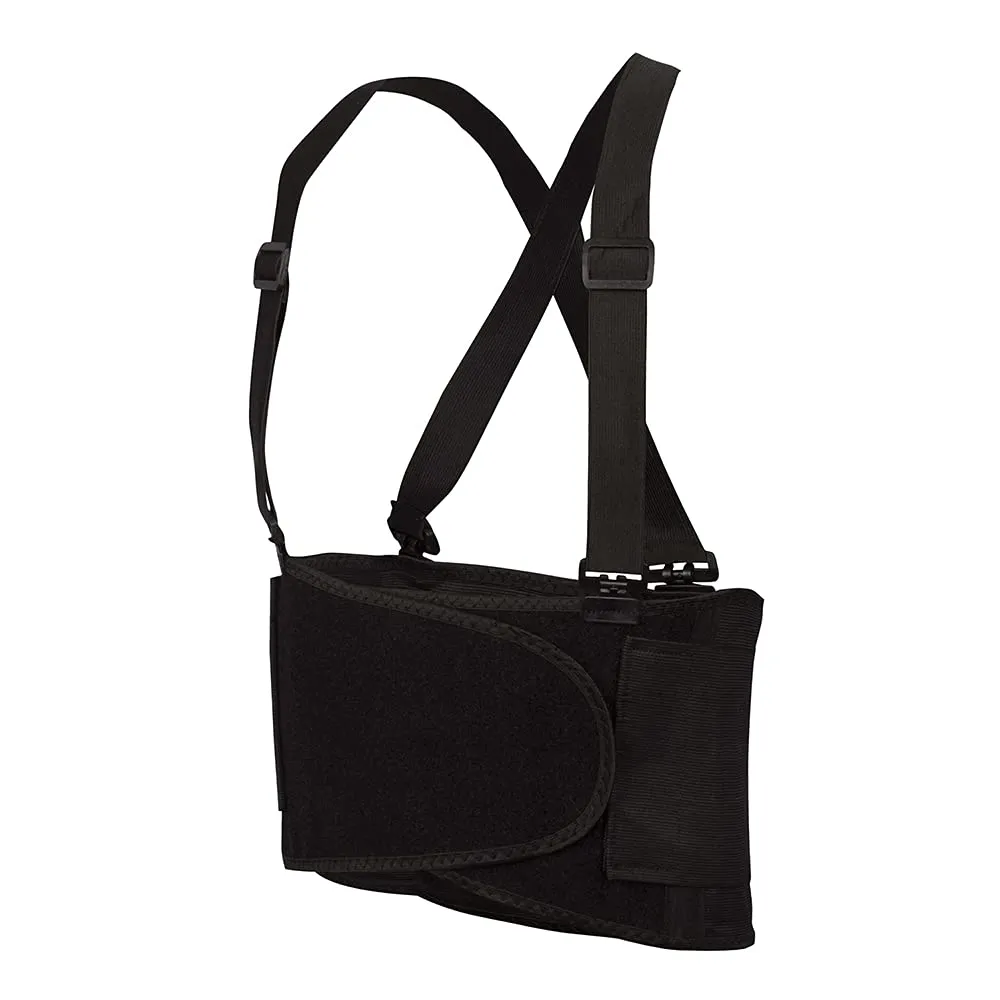 Back Support Belt with Attached Suspenders, Quick Adjust Elastic Outer Panels