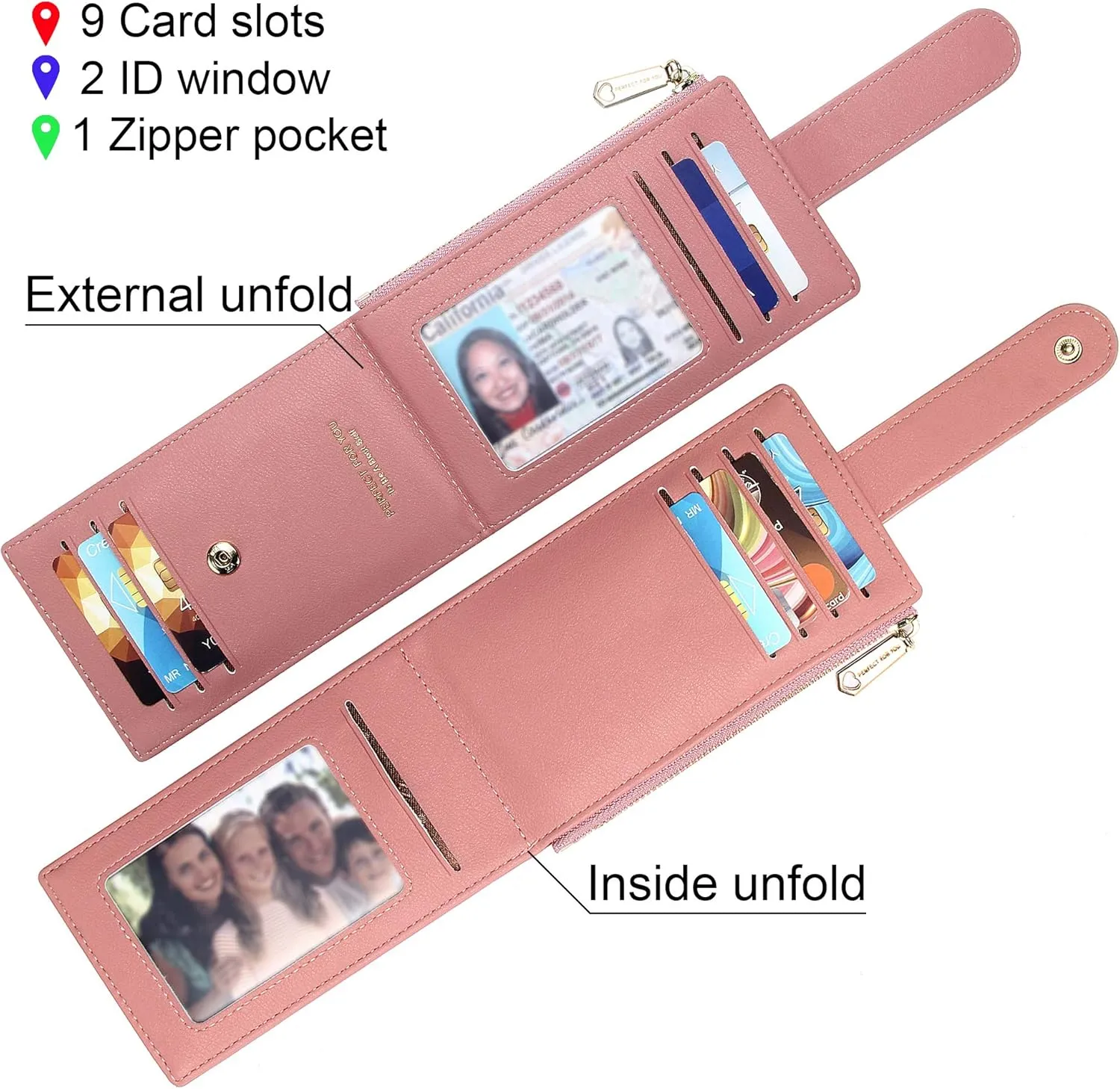 Badiya Card Holder Wallet for Women RFlD Slim Wallets Bifold Multi Card Case Coin Purse