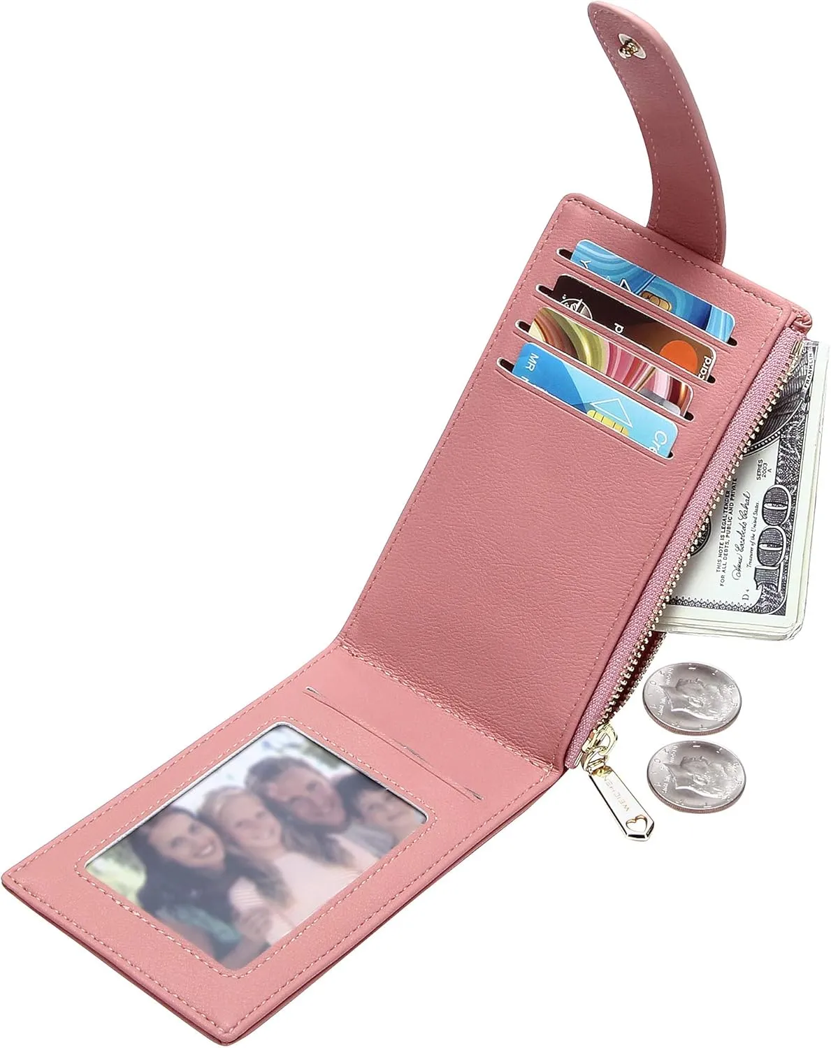 Badiya Card Holder Wallet for Women RFlD Slim Wallets Bifold Multi Card Case Coin Purse