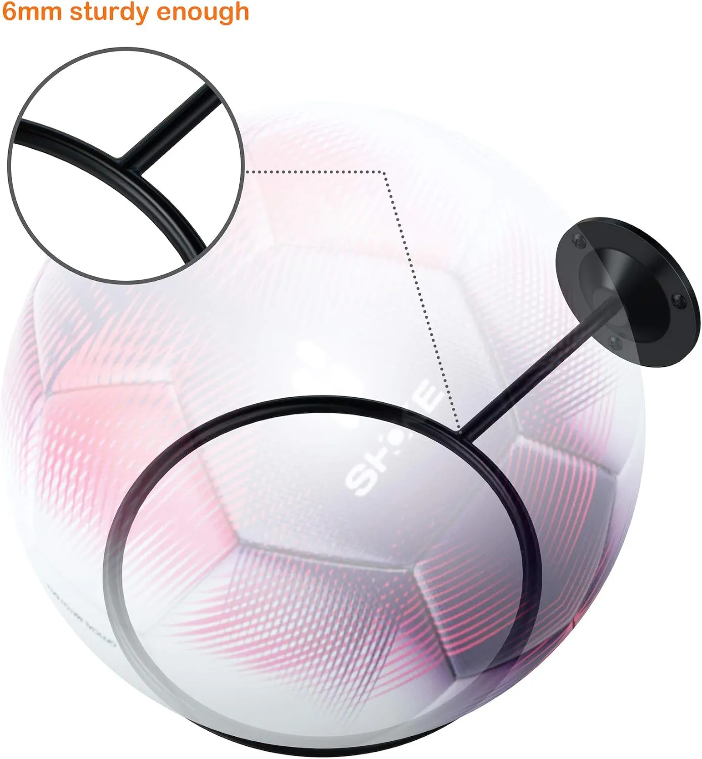 Basketball & Sports Ball Holder - Wall Mount Display Storage for Basketball, Soccer, Volleyball, Football, Rugby