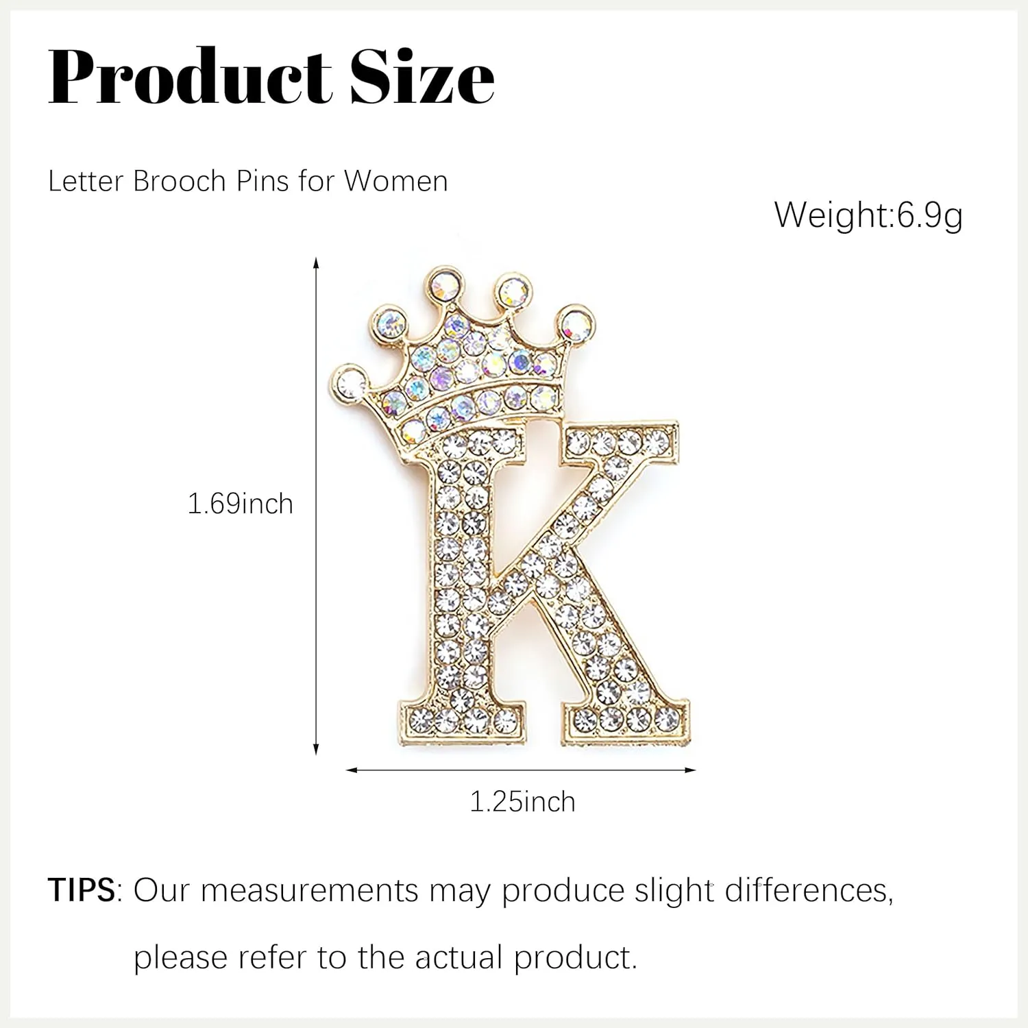 Brooches and Pins for Women A-Z Letter Brooch Pins Rhinestone Brooches for Backpacks Crafts Fashion Crystal Initial Pins Custom Jewelry Gifts for Men Women