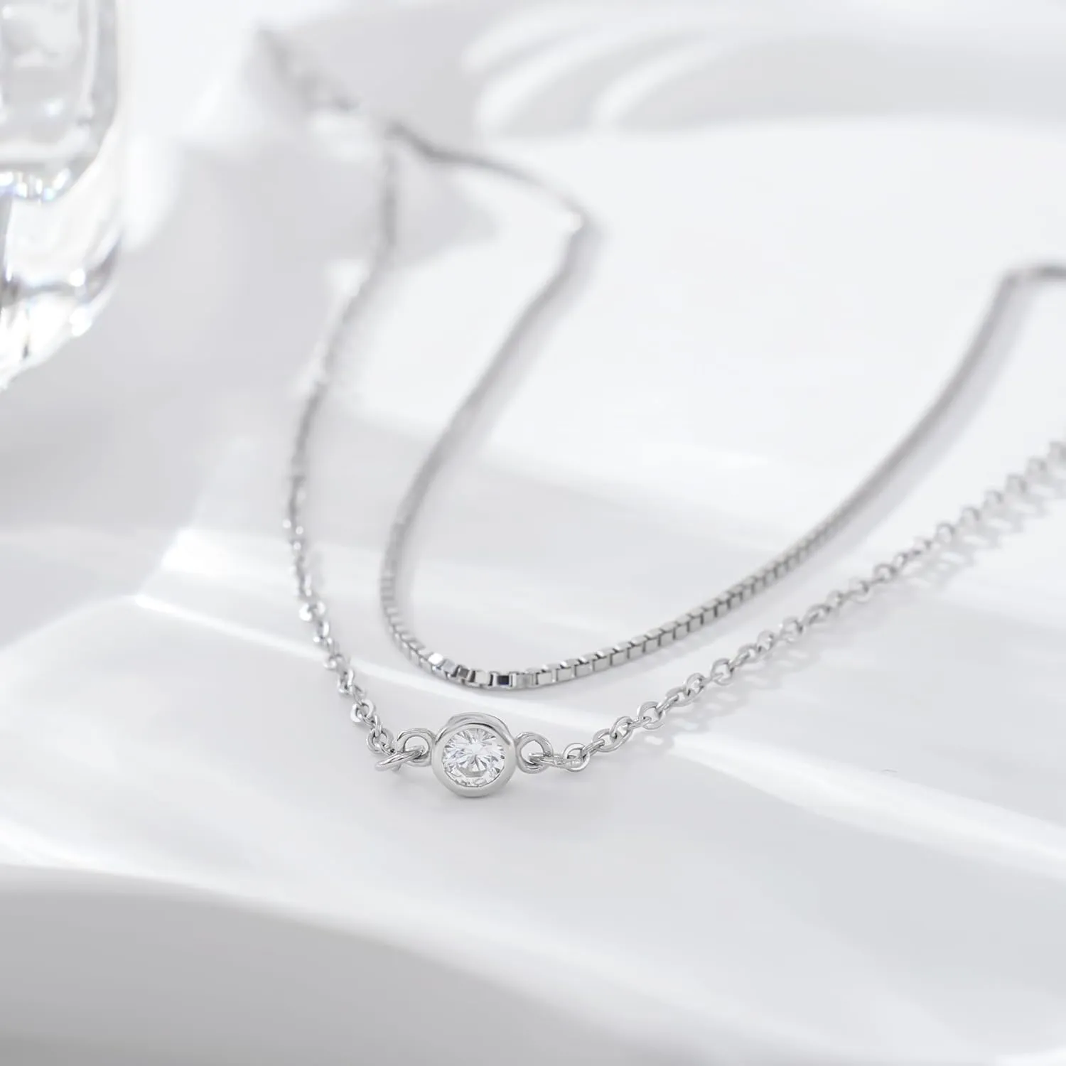 CHIC & ARTSY 925 Sterling Silver Ankle Bracelet Multilayer Anklets for Women Satellite, Star, Cross, Circle, Butterfly, Teardrop, Oval Disk Layered Anklet Beach Jewelry