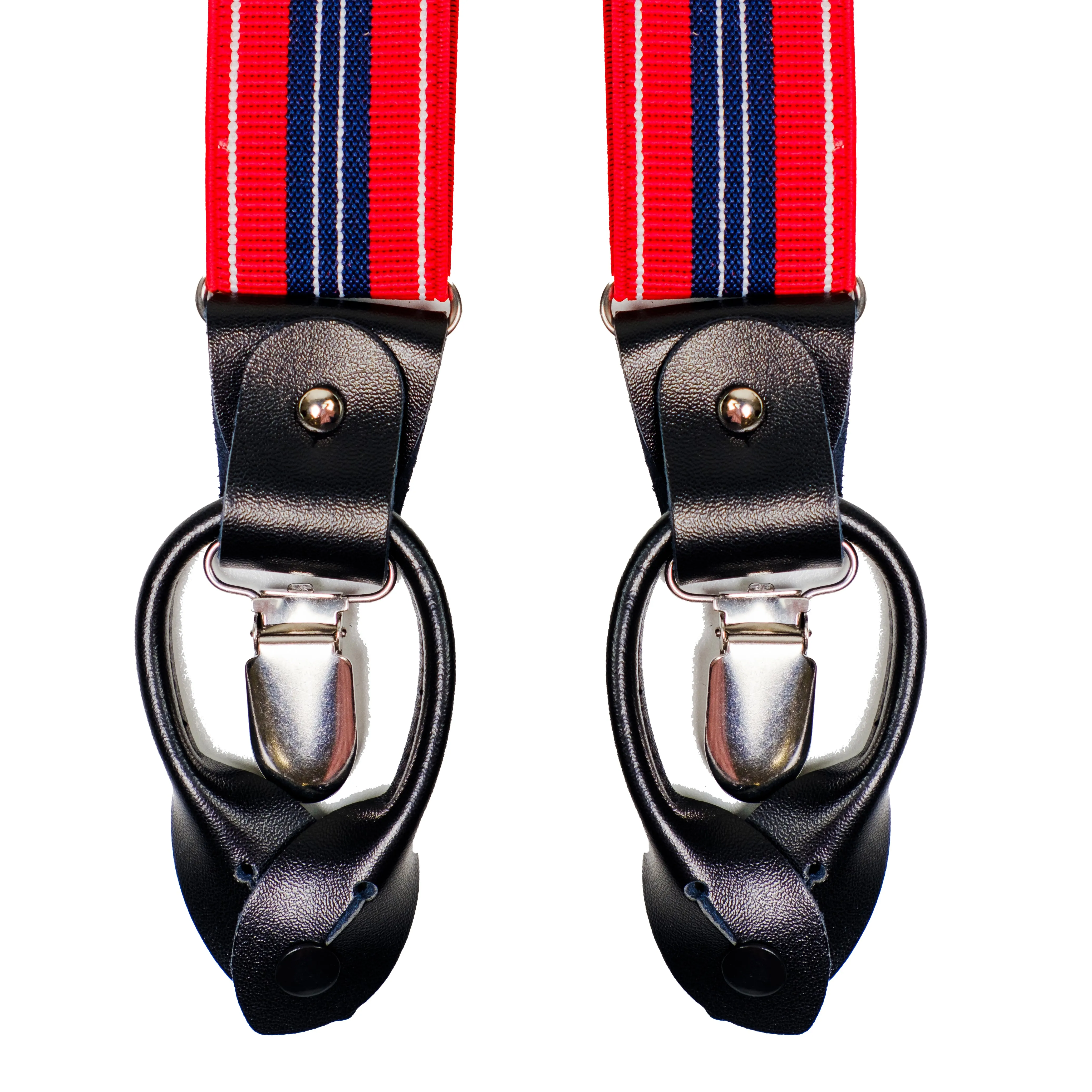 Chokore Stretchy Y-shaped Suspenders with 6-clips (Red & Navy Blue)