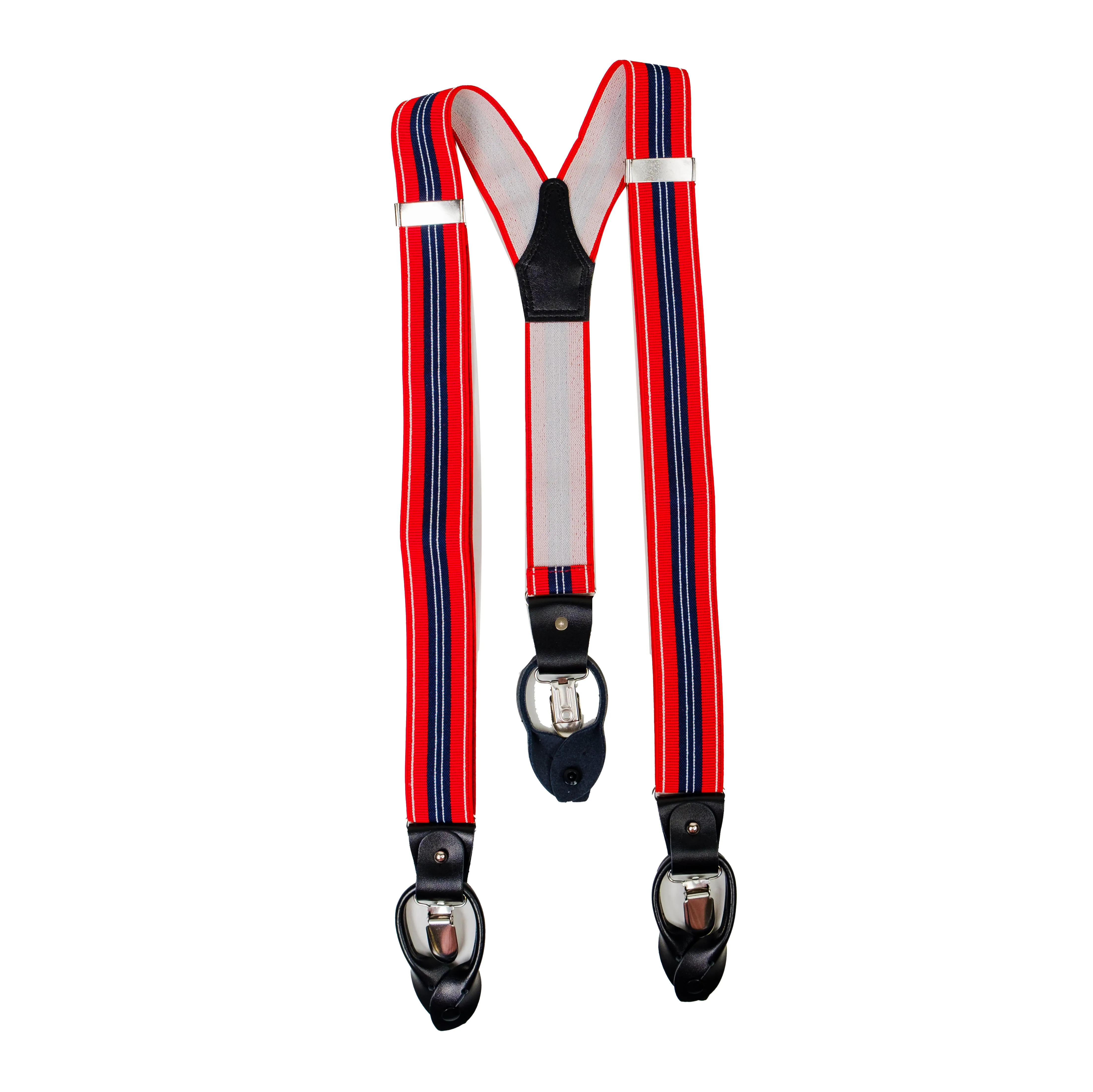 Chokore Stretchy Y-shaped Suspenders with 6-clips (Red & Navy Blue)