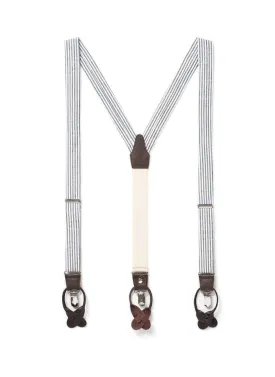 Classic Grey Seersucker Suspenders