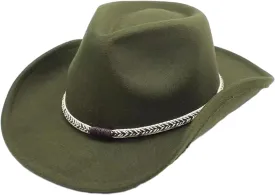Classic Western Felt Cowboy Cowgirl Hat for Women Men, Outdoor Fedora Hats Wide Brim Cowgirl Hats with Belt Buckle