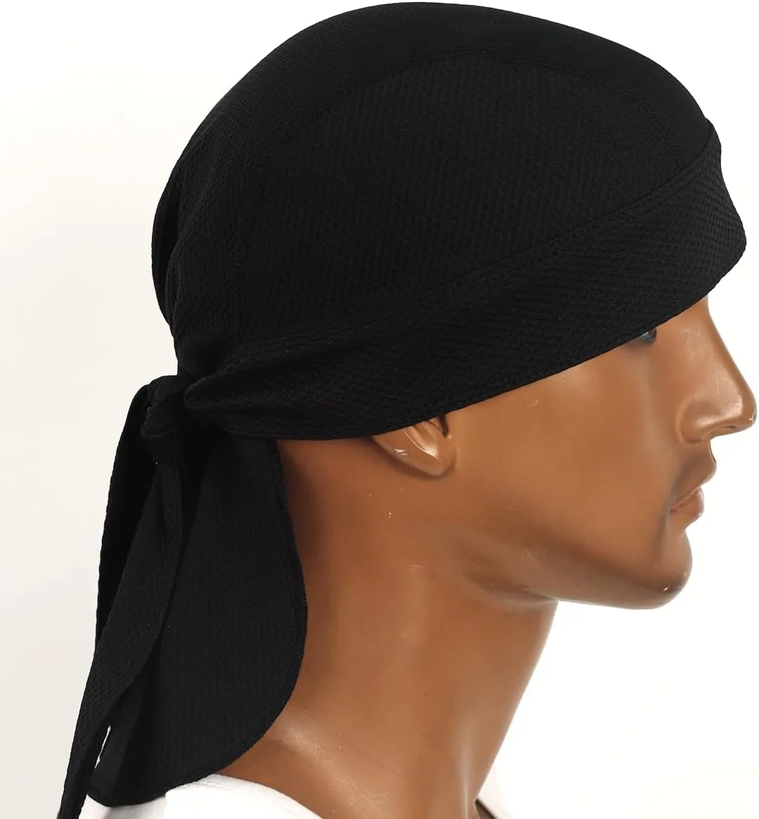 Cooling Helmet Liner Do Rag Skull Cap for Men Sweat Cycling Beanie - Pirate Bandana 2Pcs