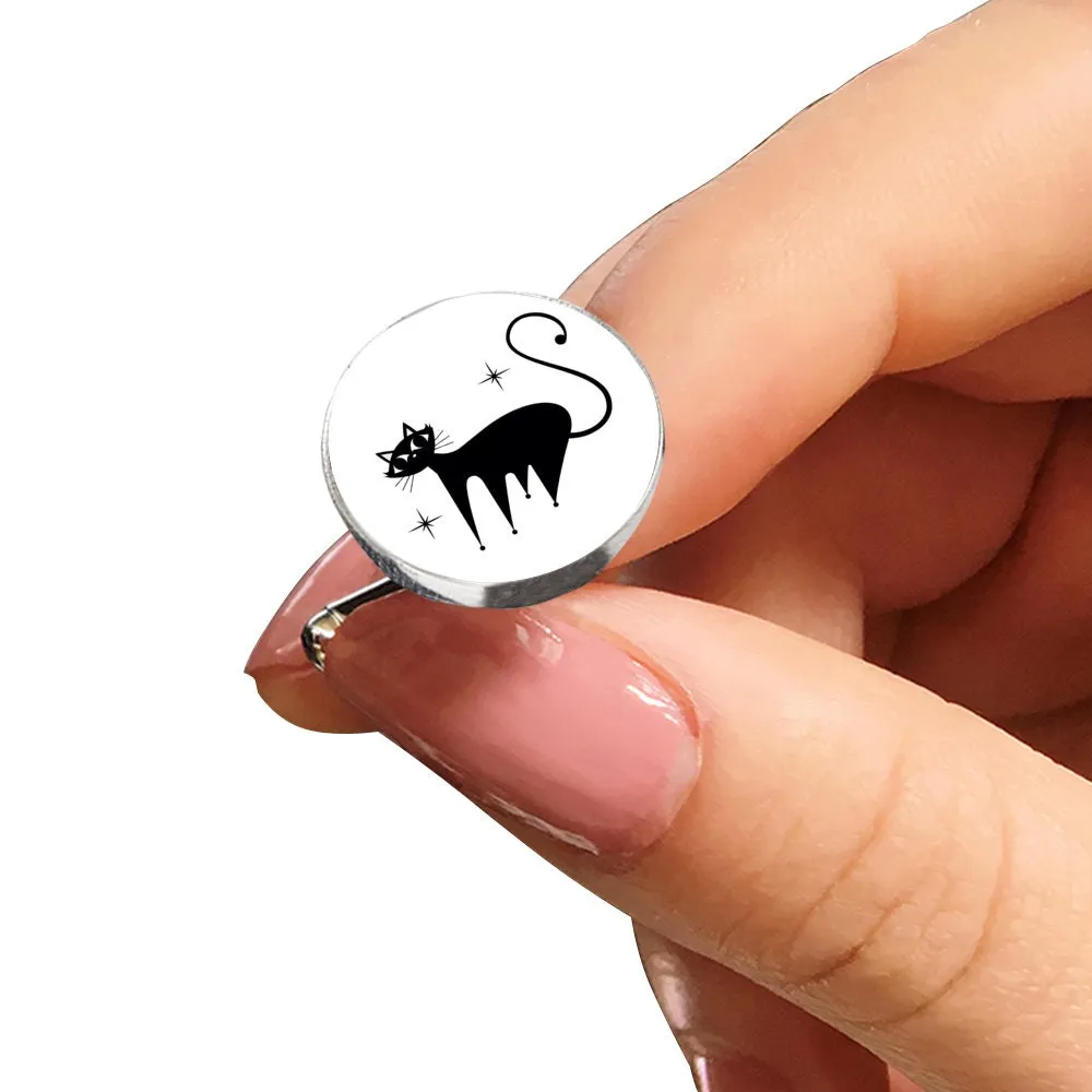 Cuff links for Men, Mid Century Cat Cuff links, Black Cat inspired Cuff links, Men's cufflinks,Shirt cuff links, 50s style Accessory for Men