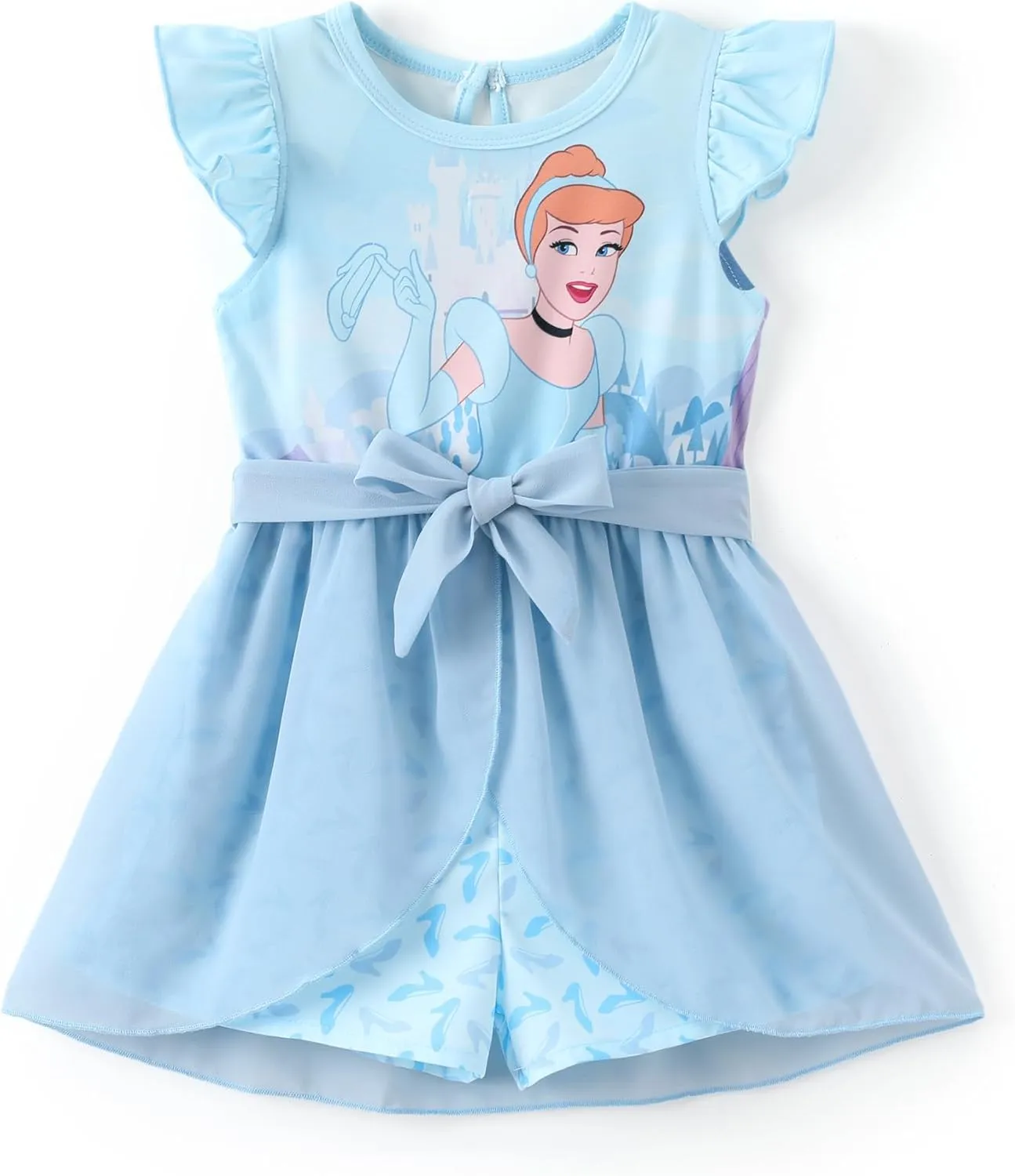 Disney Frozen Elsa Princess Ariel Minnie Mouse Toddler Girl Romper With Tulle Skirt Overlay Birthday Summer Jumpsuit 2-8Years