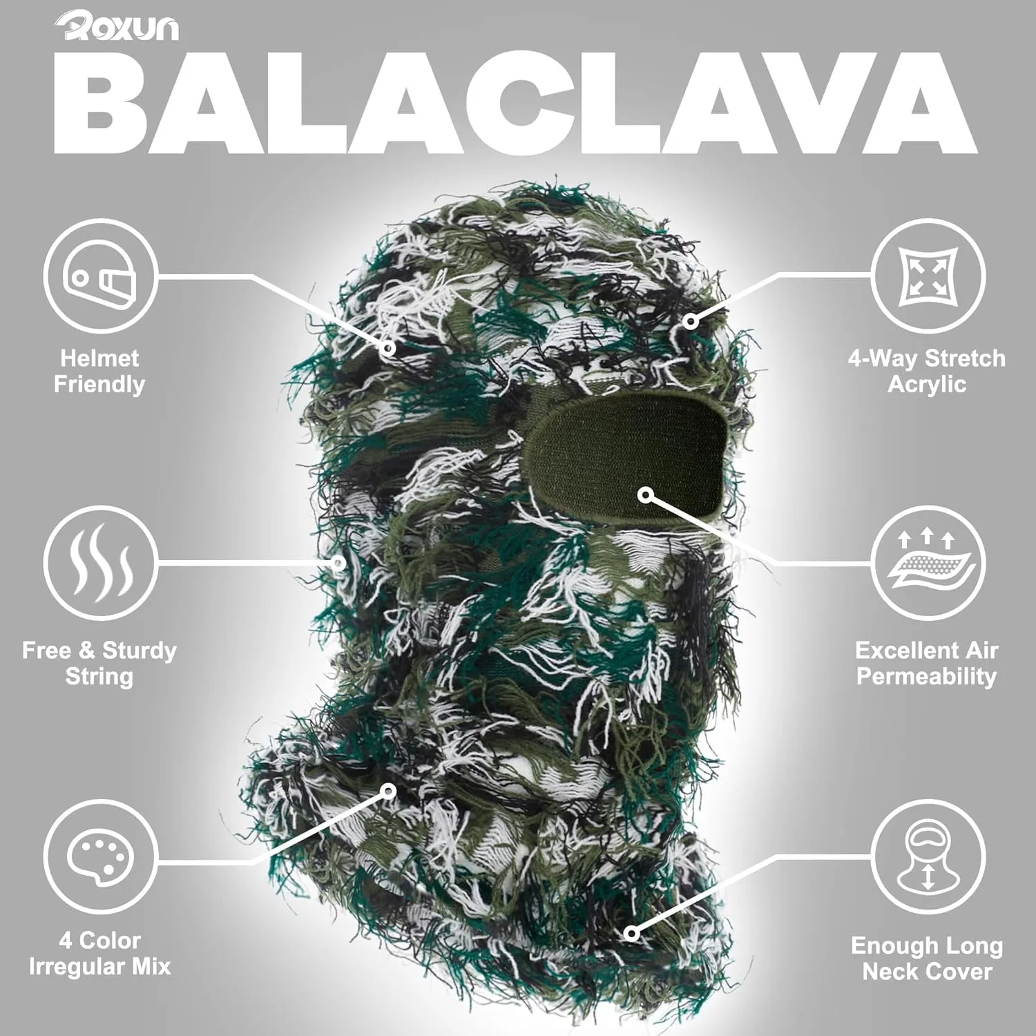 Distressed Balaclava Ski Mask, Shiesty Yeat Airsoft Custom Camo Knitted Face Mask for Men/Women