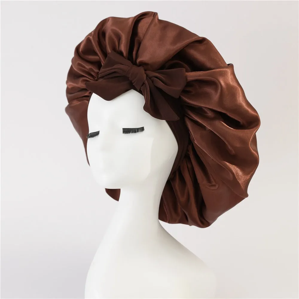 Elegant Satin Bow Elastic Nightcap