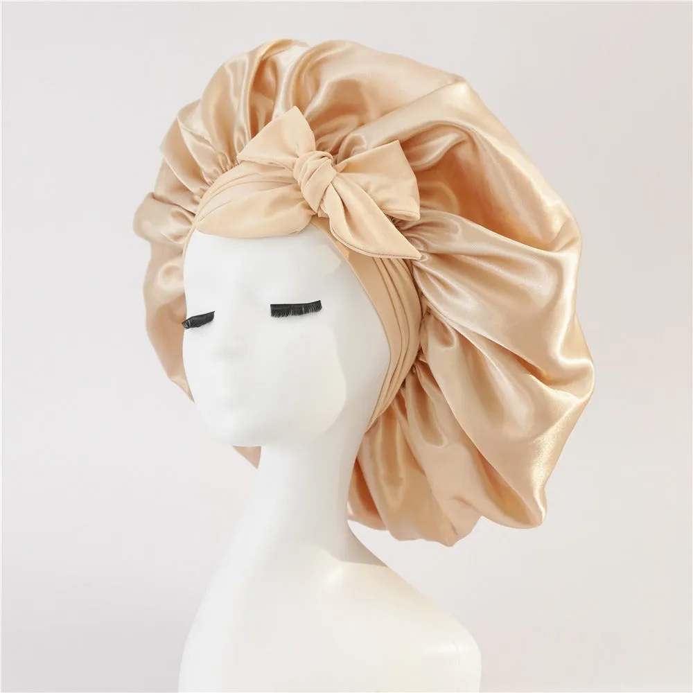 Elegant Satin Bow Elastic Nightcap
