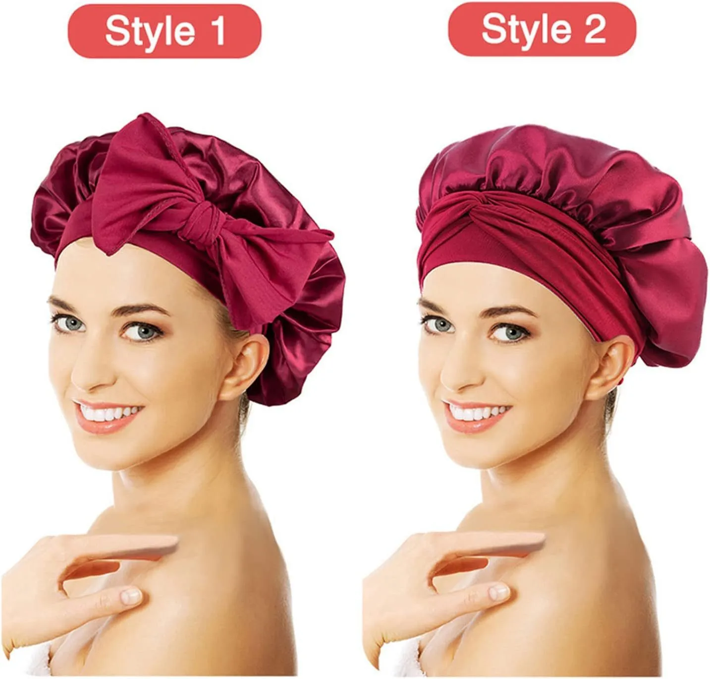 Elegant Satin Bow Elastic Nightcap