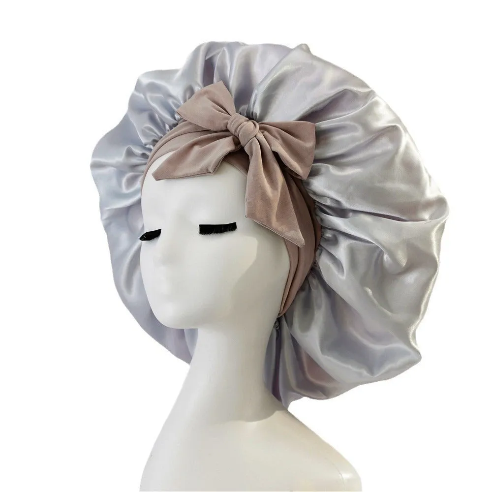 Elegant Satin Bow Elastic Nightcap