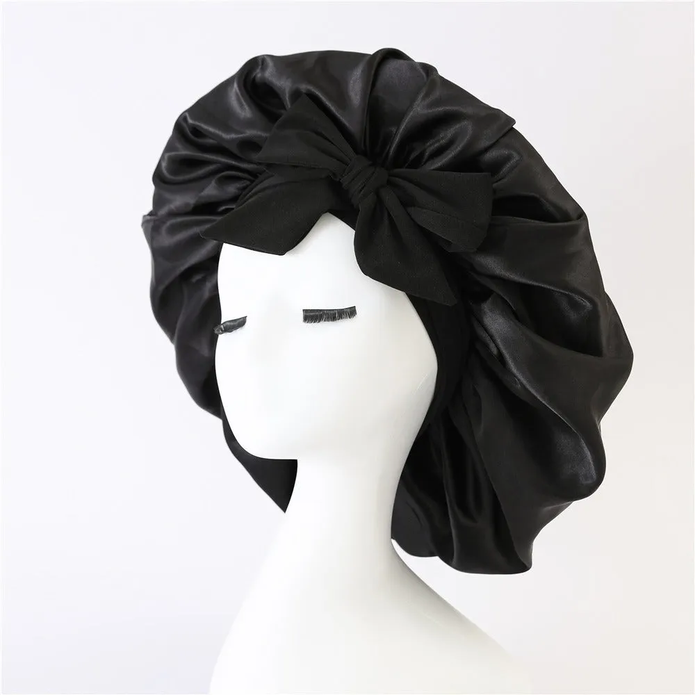 Elegant Satin Bow Elastic Nightcap