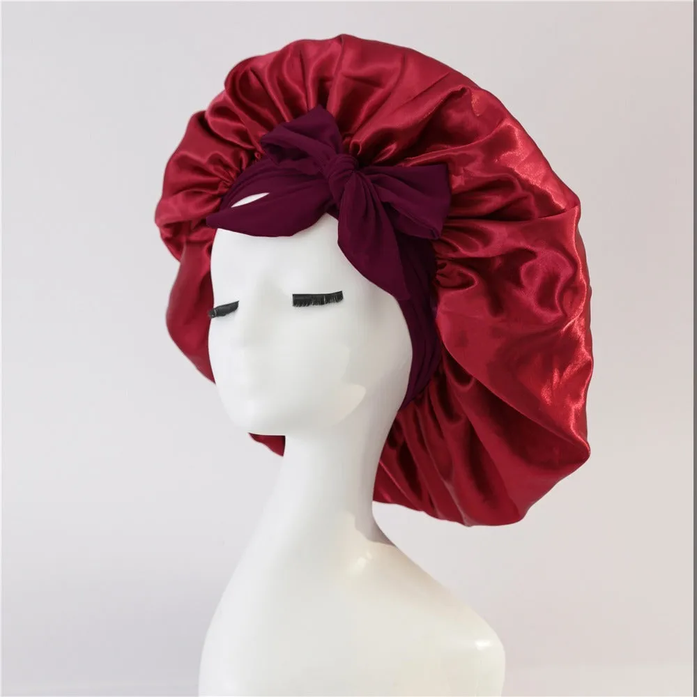 Elegant Satin Bow Elastic Nightcap