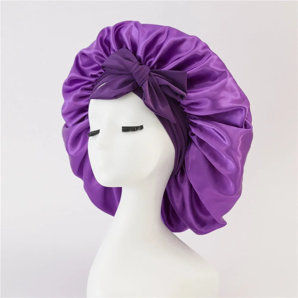 Elegant Satin Bow Elastic Nightcap