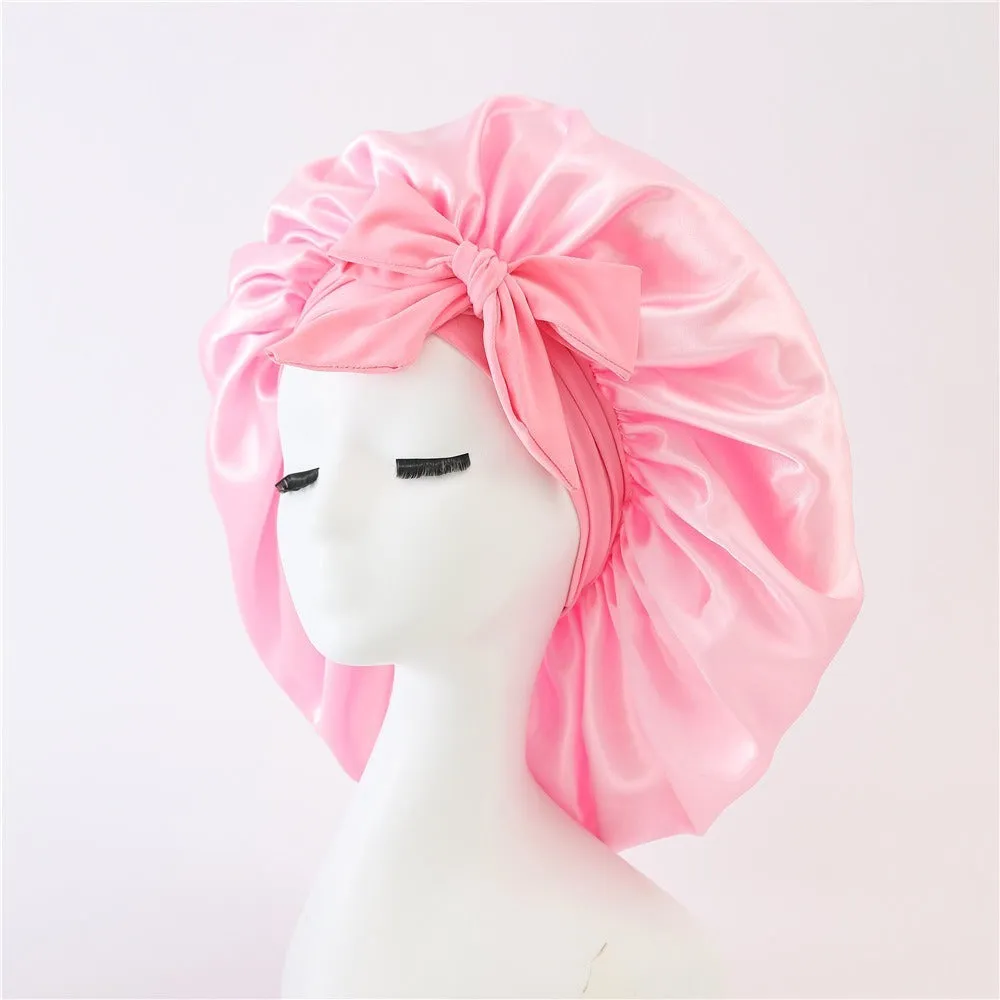 Elegant Satin Bow Elastic Nightcap
