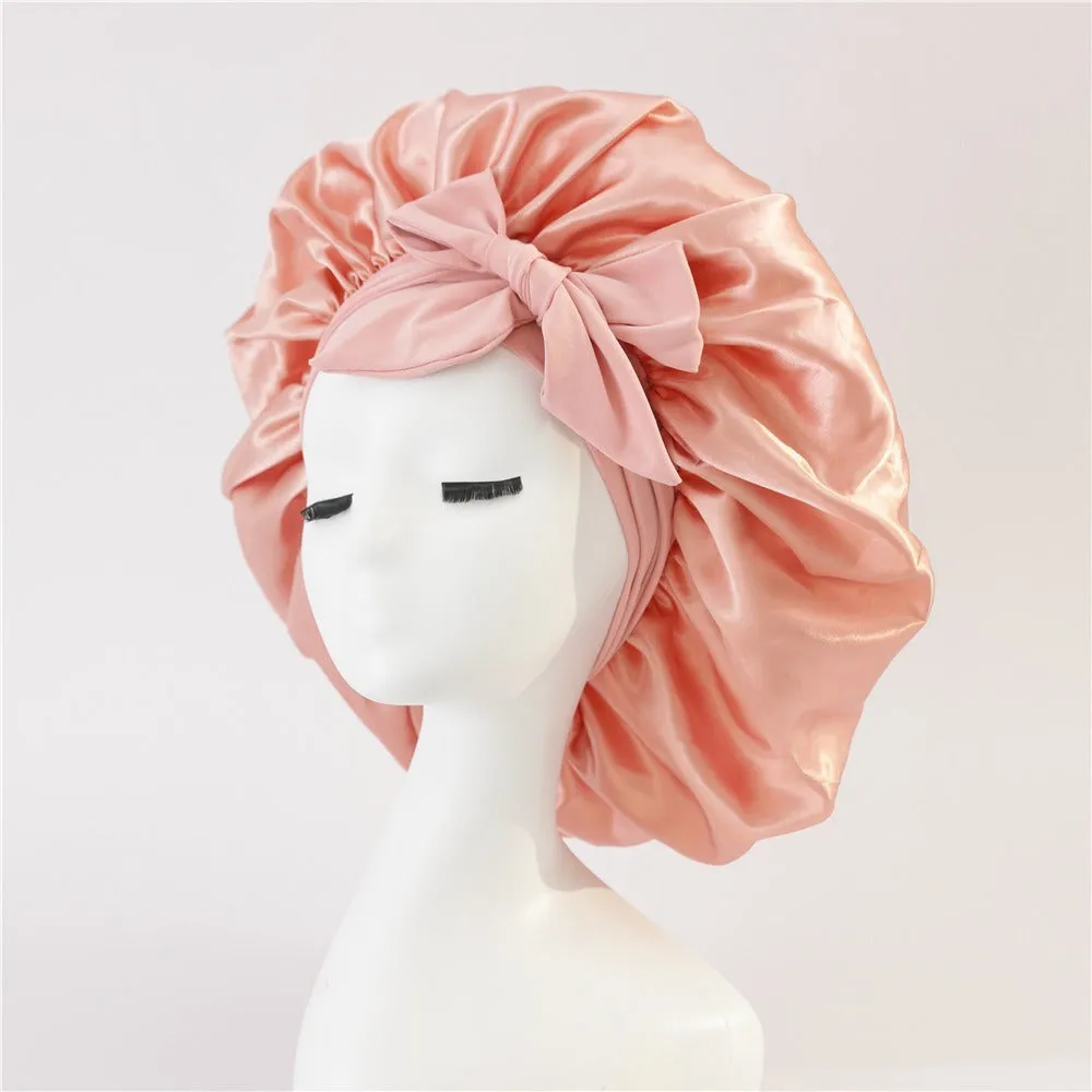Elegant Satin Bow Elastic Nightcap
