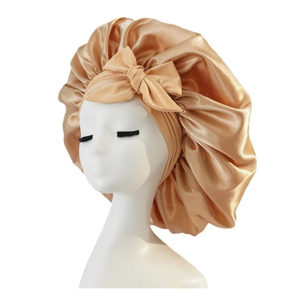 Elegant Satin Bow Elastic Nightcap