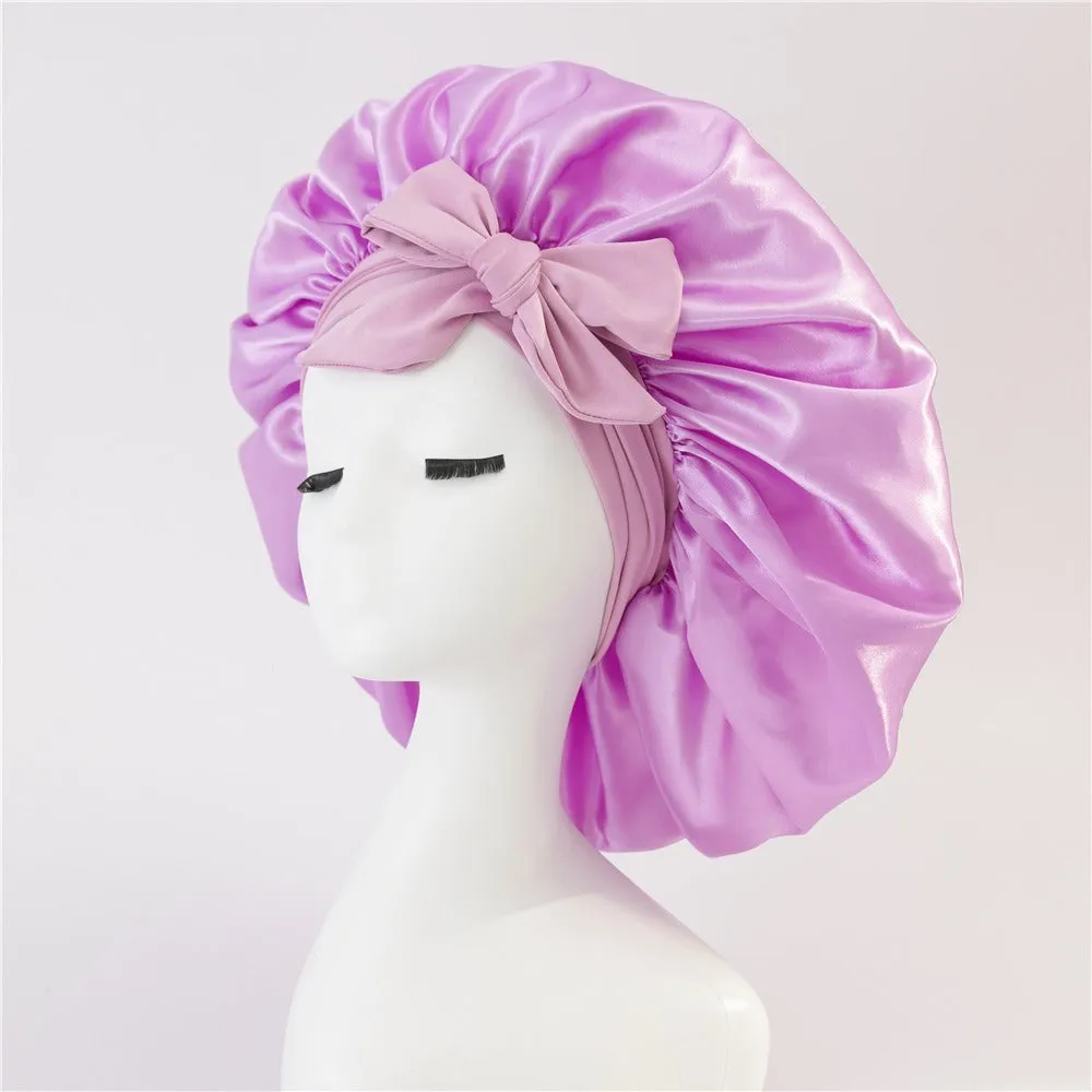Elegant Satin Bow Elastic Nightcap