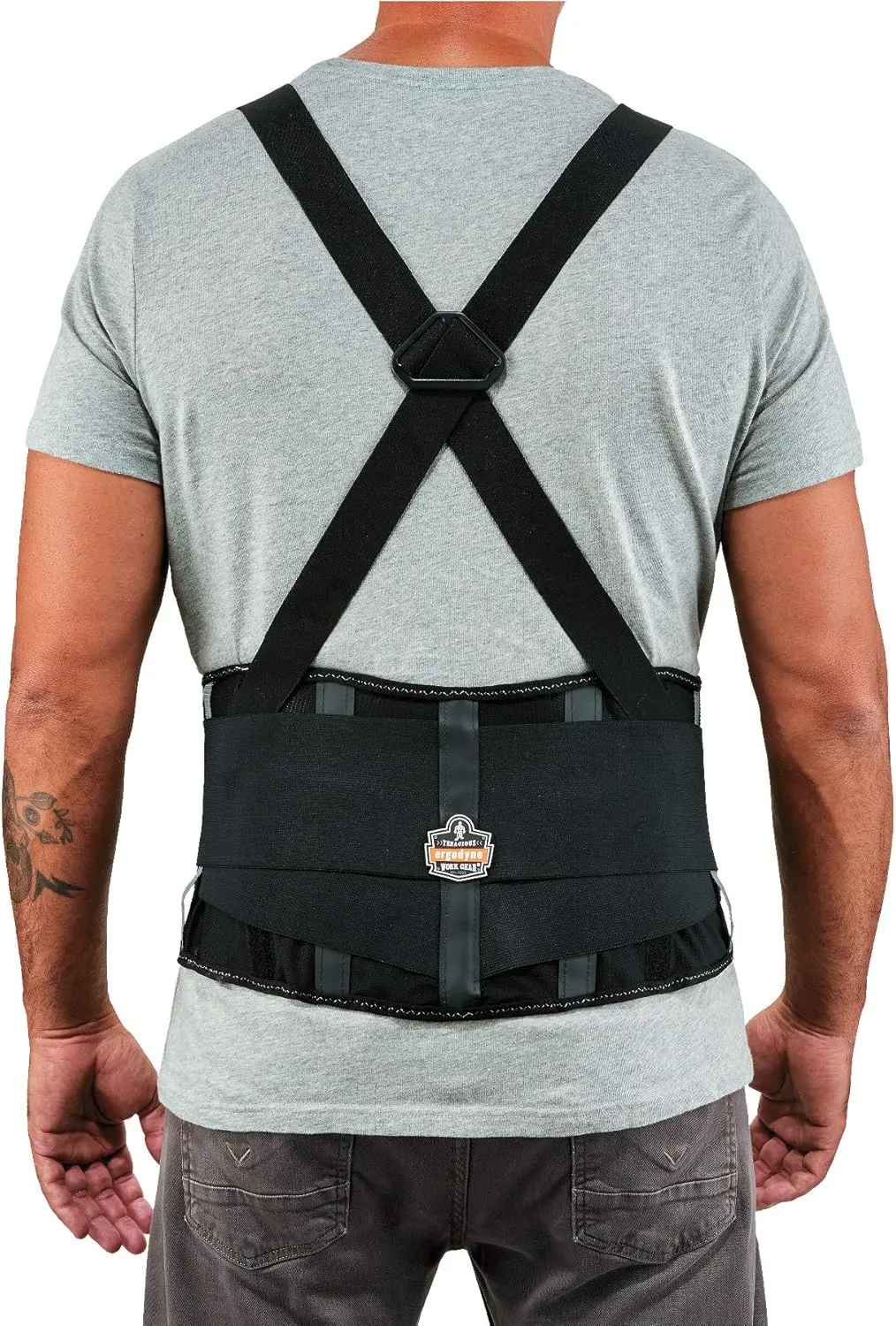 Ergodyne ProFlex 2000SF Back Support Brace, 8.5" Spandex, V-Shape Design and Patented Stays for Added Support, 3XL,Black