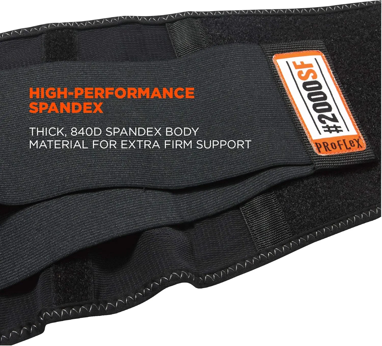 Ergodyne ProFlex 2000SF Back Support Brace, 8.5" Spandex, V-Shape Design and Patented Stays for Added Support, 3XL,Black