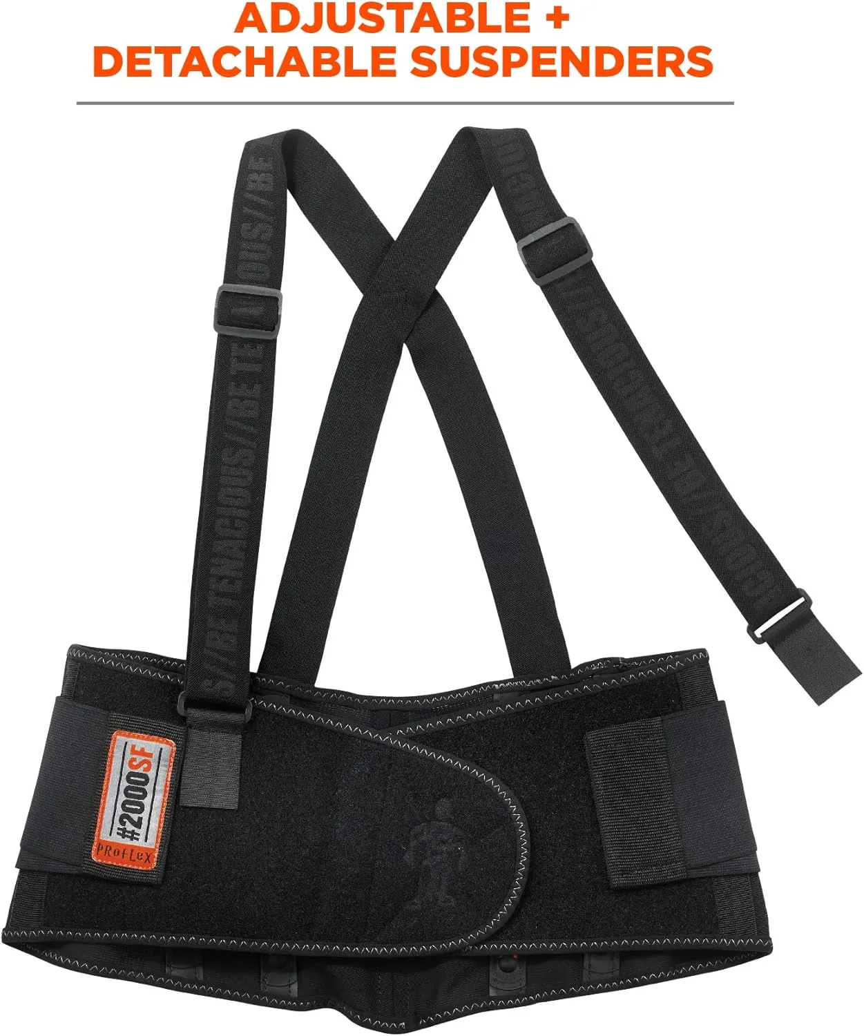 Ergodyne ProFlex 2000SF Back Support Brace, 8.5" Spandex, V-Shape Design and Patented Stays for Added Support, 3XL,Black