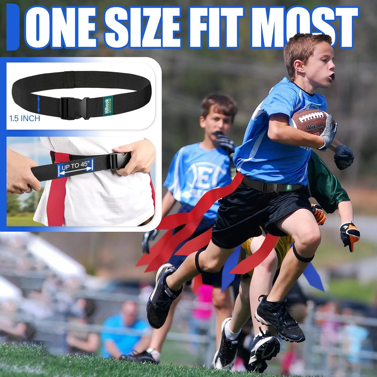 Flag Football Belts, 2/10/20 Sets of Adjustable Flag Football Set with Flags for Kids Youth and Adults Training