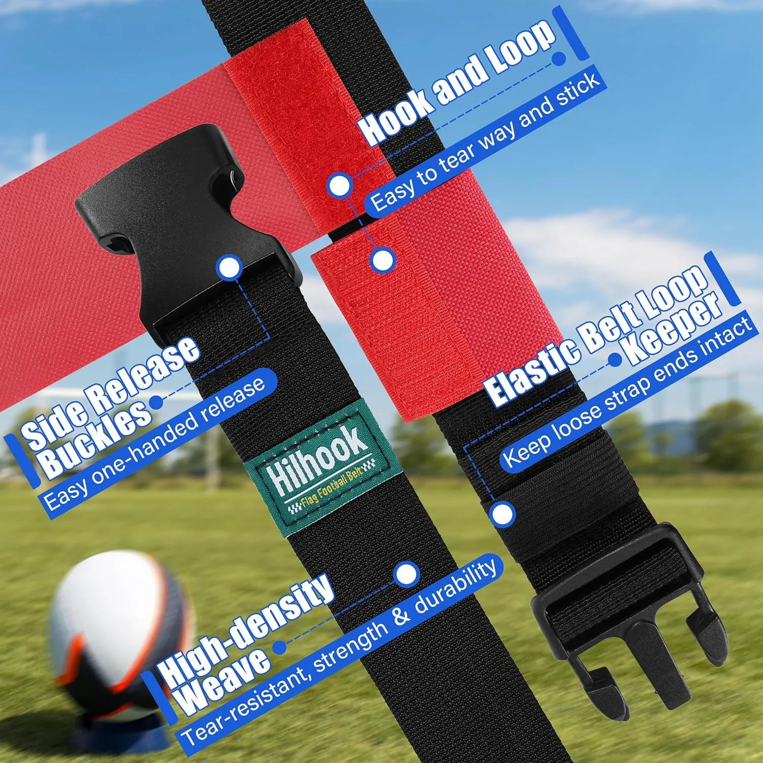 Flag Football Belts, 2/10/20 Sets of Adjustable Flag Football Set with Flags for Kids Youth and Adults Training