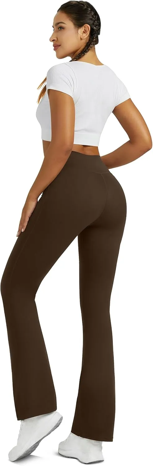 Flare Leggings for Women with Pockets 2pack High Waisted Crossover Flare Leggings Bootcut Yoga Pants