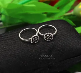 Floral design vintage style handmade 925 sterling silver adjustable toe ring band for brides or girl's best personalized jewelry ytr75
