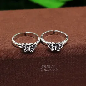 Floral design vintage style handmade 925 sterling silver adjustable toe ring band for brides or girl's best personalized jewelry ytr77
