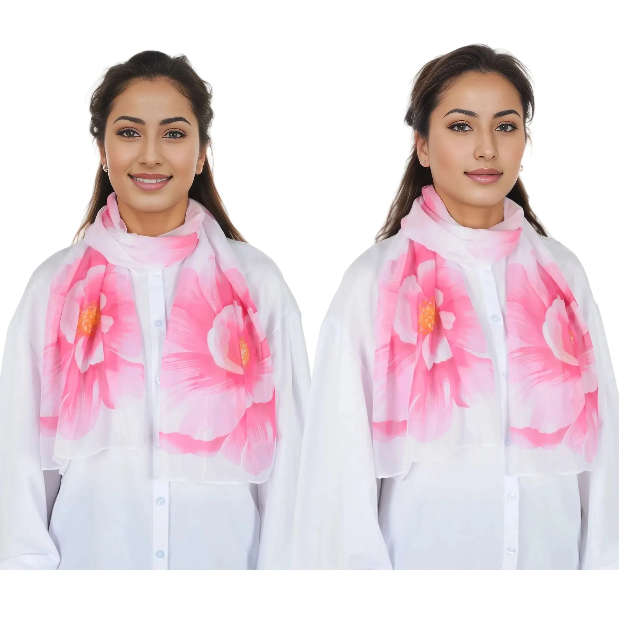 Floral Print Chiffon Scarf Lightweight Sheer Shawl Wraps Scarves for Women 19.69 x 63 inches