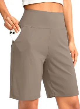 G Gradual Women's Bermuda Long Shorts with Pockets 9" High Waisted Knee Length Shorts for Women Walking Athletic Workout