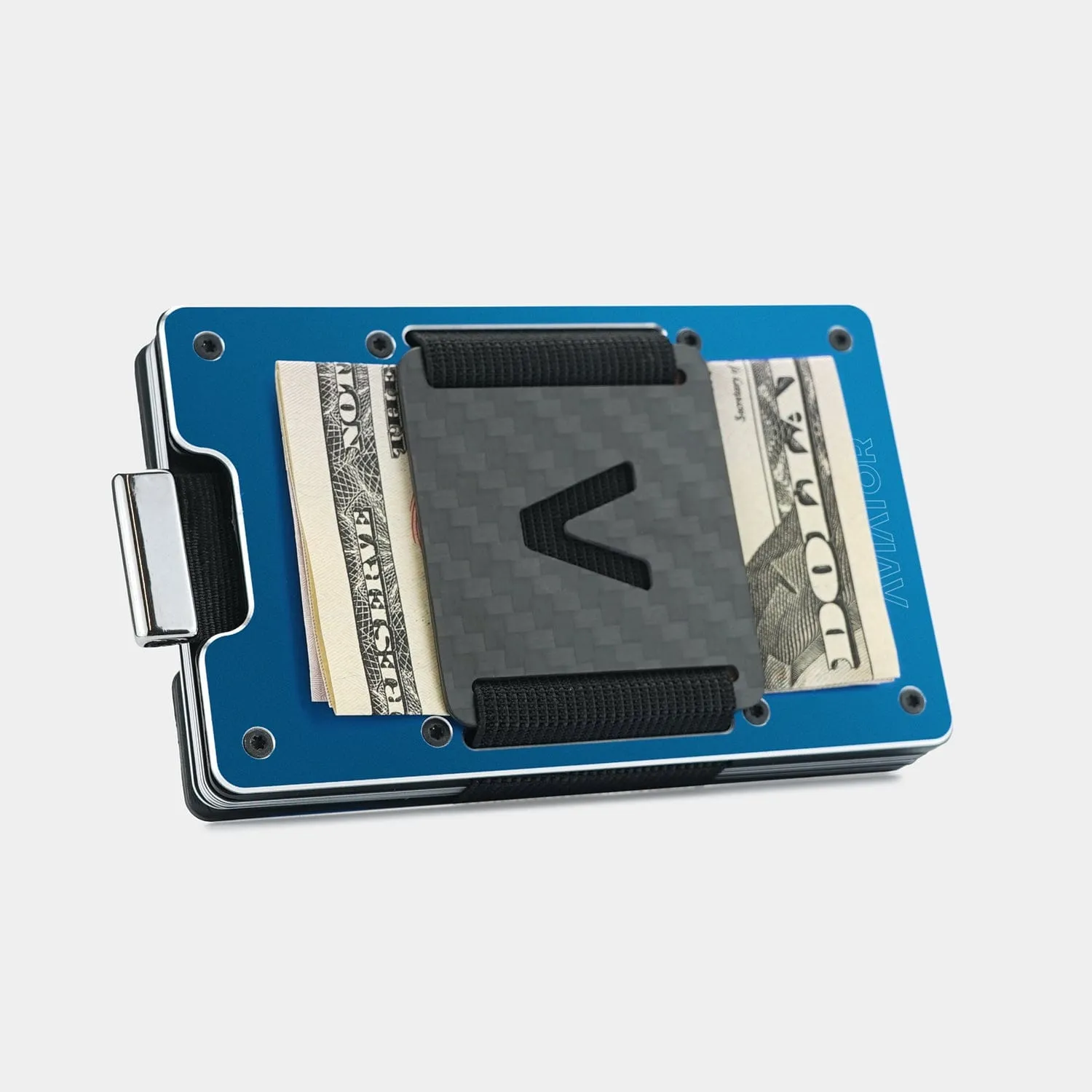Galactic Blue Metal Slim Wallet