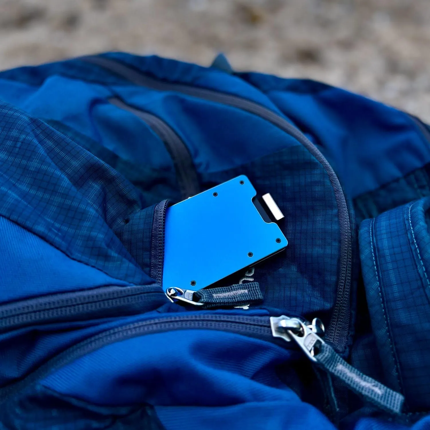 Galactic Blue Metal Slim Wallet